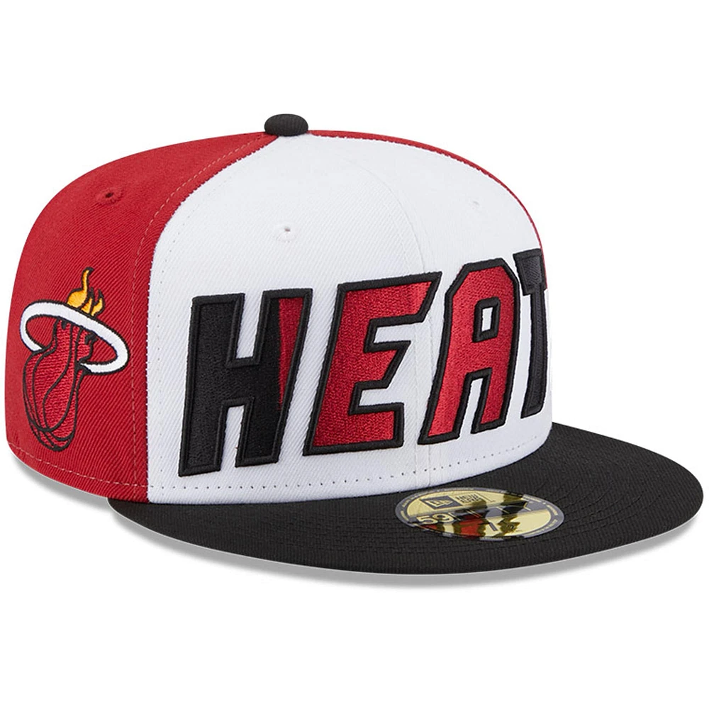 Casquette ajustée New Era Miami Heat Back Half 9FIFTY pour homme, blanc/noir