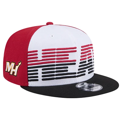 Casquette Snapback 9FIFTY Miami Heat Throwback Gradient Tech Font New Era pour hommes, blanc/noir