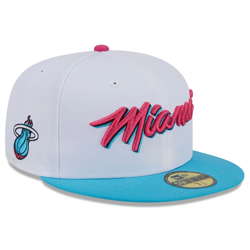 Men's New Era  White Miami Heat 2024/25 City Edition Alternate 59FIFTY Fitted Hat