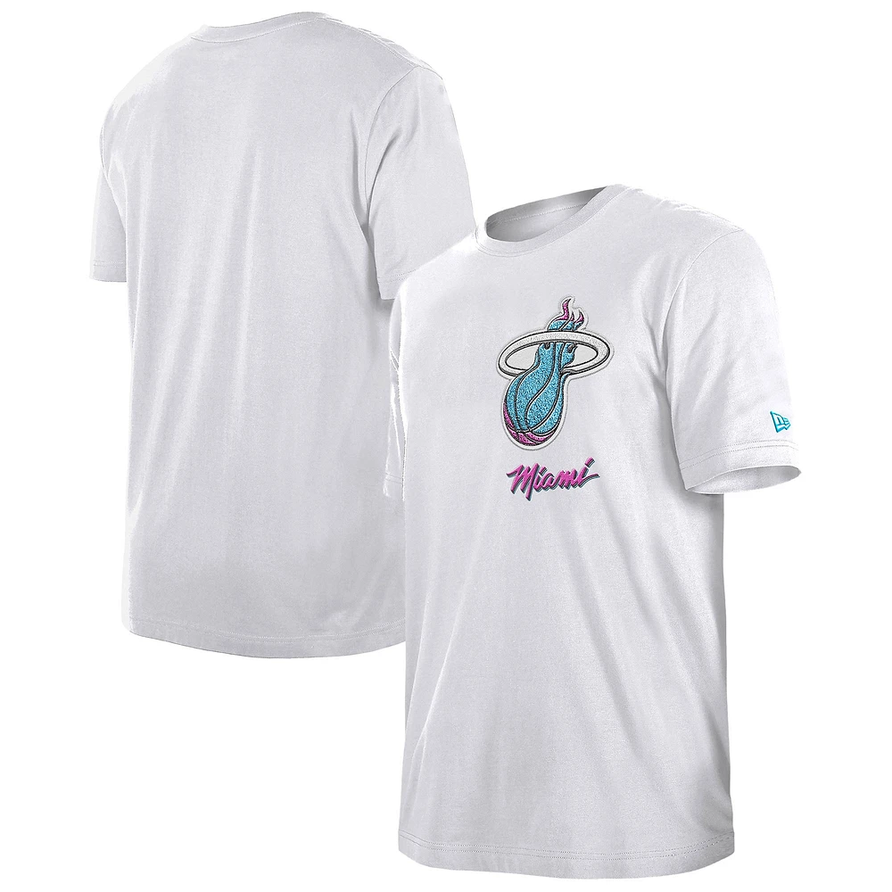 Men's New Era  White Miami Heat 2024/25 City Edition Chenille Heavyweight T-Shirt