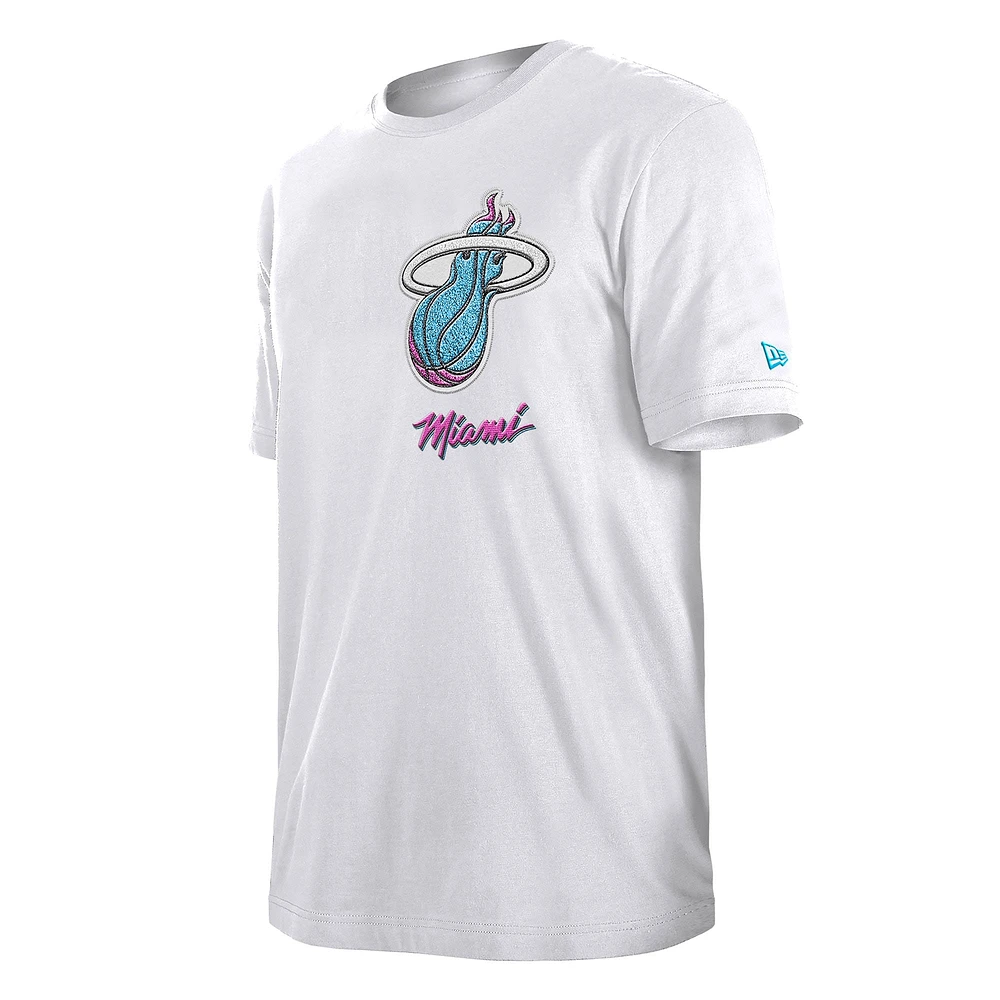 Men's New Era  White Miami Heat 2024/25 City Edition Chenille Heavyweight T-Shirt