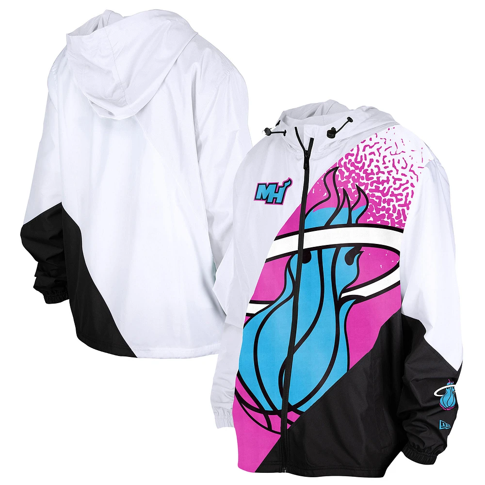 Veste coupe-vent entièrement zippée Miami Heat 2024/25 City Edition New Era pour homme, blanche