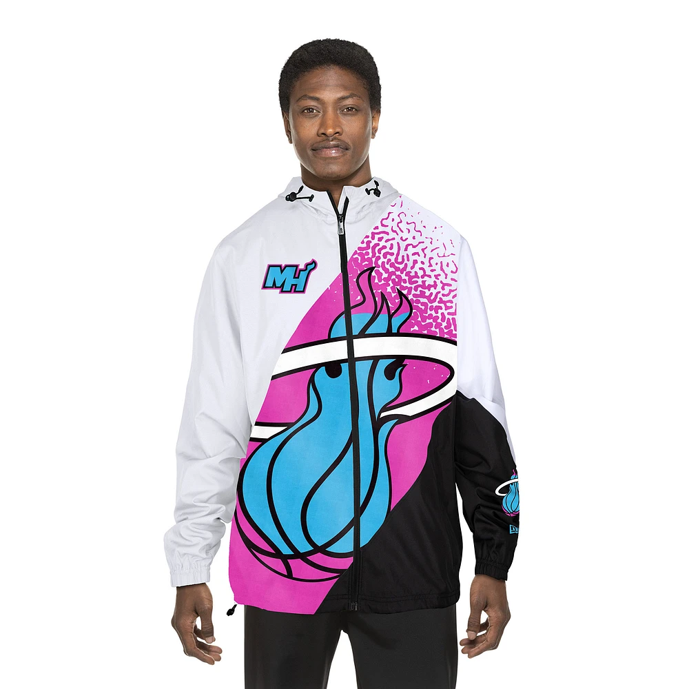 Veste coupe-vent entièrement zippée Miami Heat 2024/25 City Edition New Era pour homme, blanche