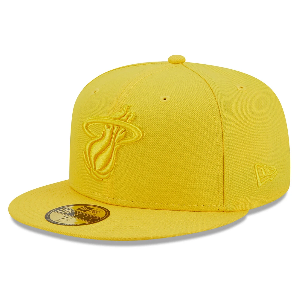 Men's New Era Yellow Miami Heat Color Pack 59FIFTY Fitted Hat