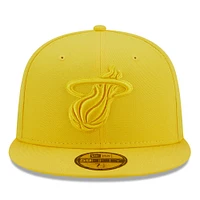 Men's New Era Yellow Miami Heat Color Pack 59FIFTY Fitted Hat