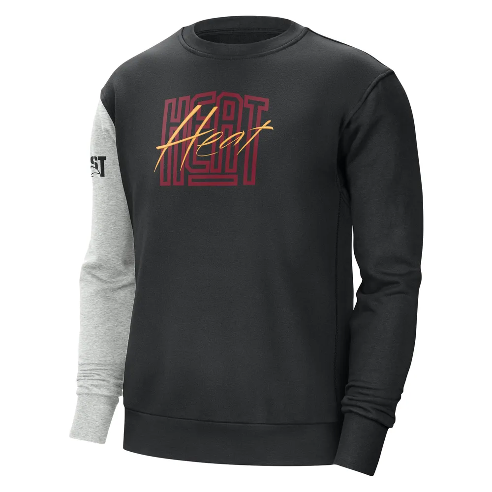 Men's Nike Black/Heather Gray Miami Heat Courtside Versus Force & Flight Pullover Sweatshirt