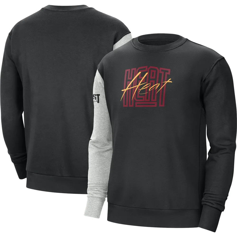 Men's Nike Black/Heather Gray Miami Heat Courtside Versus Force & Flight Pullover Sweatshirt