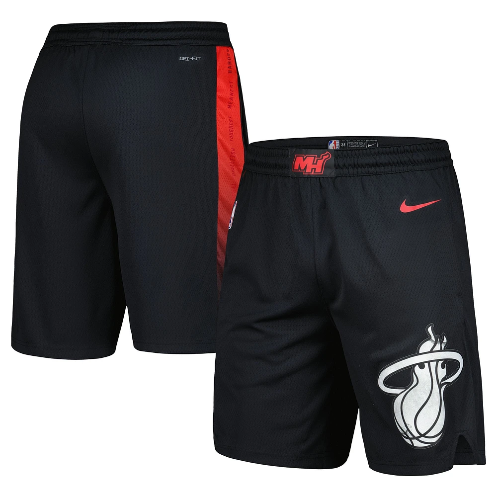 Short Nike noir Miami Heat 2023/24 City Edition Swingman pour homme