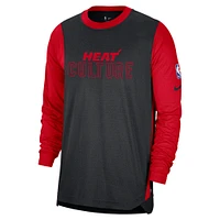 T-shirt de tir à manches longues Nike Miami Heat 2024/25 City Edition Authentic Pregame Performance pour homme Noir