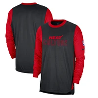 T-shirt de tir à manches longues Nike Miami Heat 2024/25 City Edition Authentic Pregame Performance pour homme Noir