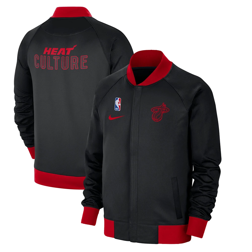 Veste Nike noire Miami Heat 2024/25 City Edition Authentic Showtime Performance entièrement zippée pour homme