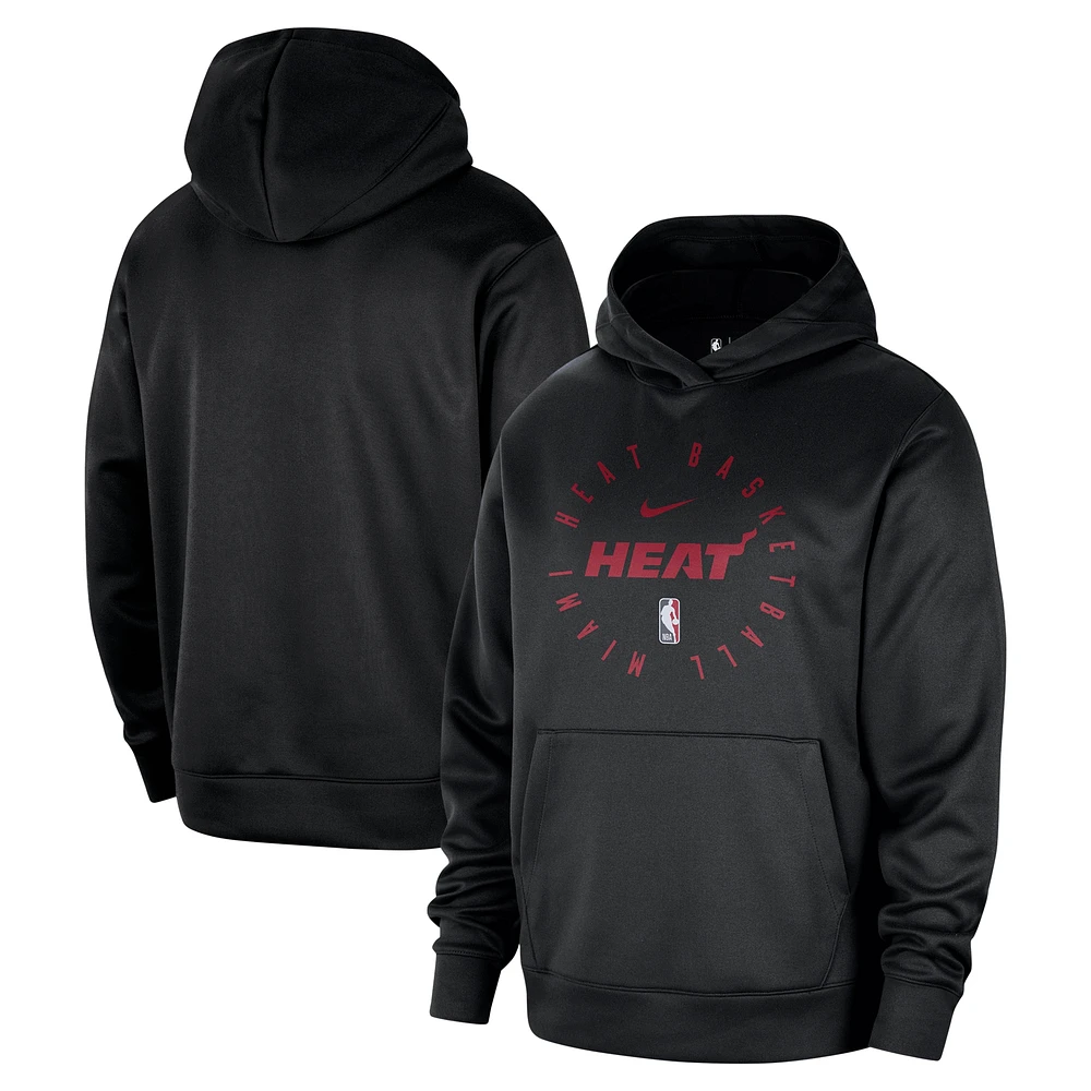 Sweat à capuche Nike Miami Heat Spotlight 2024/25 pour homme, noir, entraînement sur le terrain