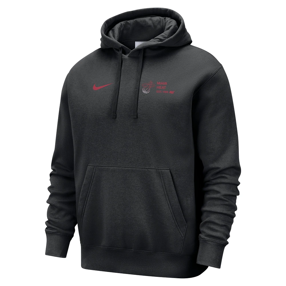 Men's Nike Black Miami Heat Courtside Club Pullover Hoodie