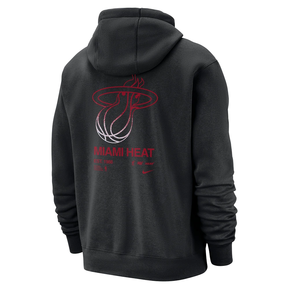 Men's Nike Black Miami Heat Courtside Club Pullover Hoodie