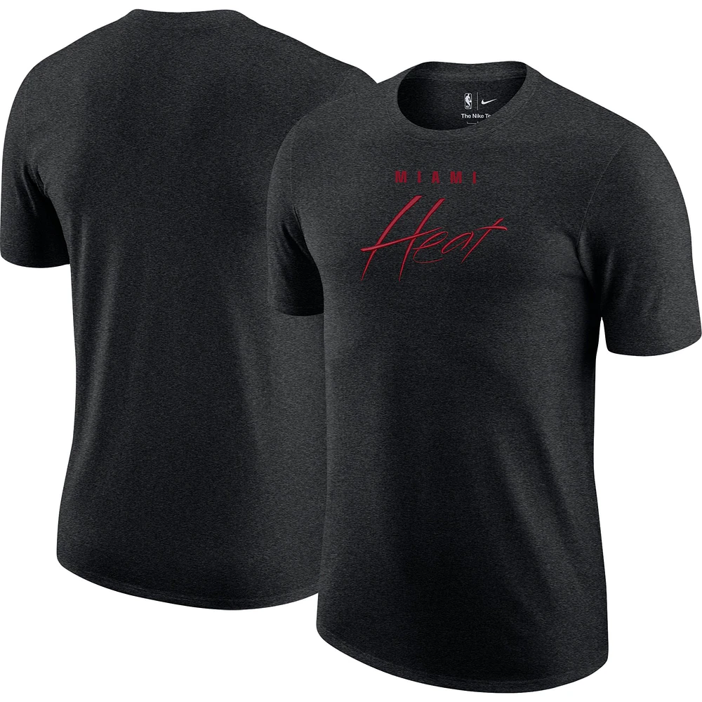 Men's Nike Heather Black Miami Heat Courtside Versus Flight Max90 T-Shirt