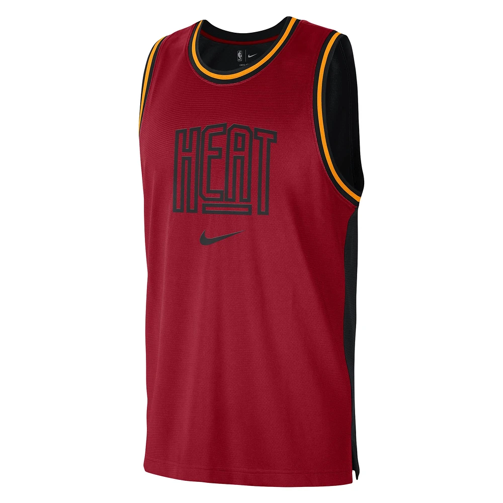 Débardeur Nike Miami Heat Courtside Versus Force Split DNA Performance pour Homme Rouge/Noir