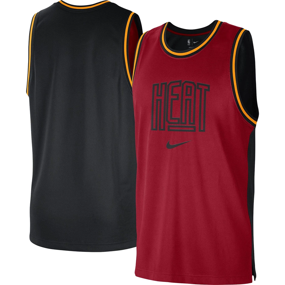 Débardeur Nike Miami Heat Courtside Versus Force Split DNA Performance pour Homme Rouge/Noir