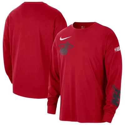 T-shirt à manches longues Nike Miami Heat 2024/25 City Edition Courtside Max90 Heavyweight pour homme Rouge