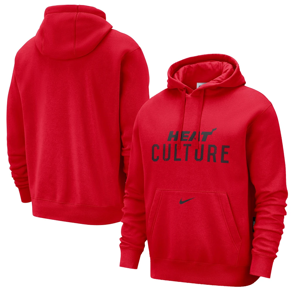 Men's Nike Red Miami Heat 2024/25 City Edition Essential Club Pullover Hoodie