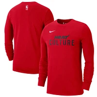 Men's Nike Red Miami Heat 2024/25 City Edition Essential Logo Long Sleeve T-Shirt