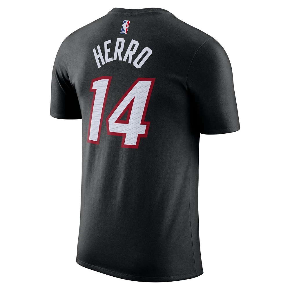Men's Nike Tyler Herro Black Miami Heat Icon 2022/23 Name & Number T-Shirt