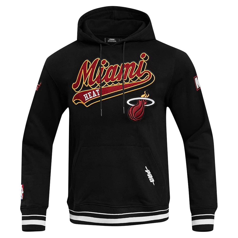 Sweat à capuche Pro Standard noir Miami Heat Script Tail pour hommes