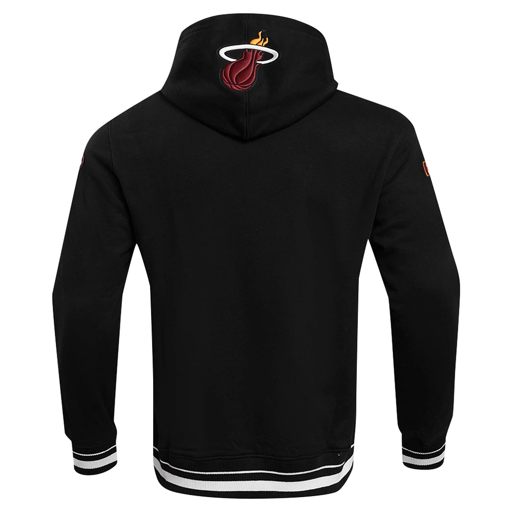 Sweat à capuche Pro Standard noir Miami Heat Script Tail pour hommes