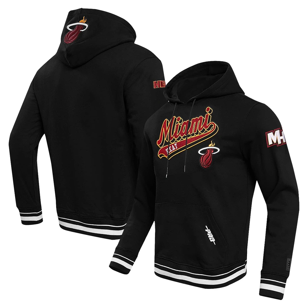 Sweat à capuche Pro Standard noir Miami Heat Script Tail pour hommes