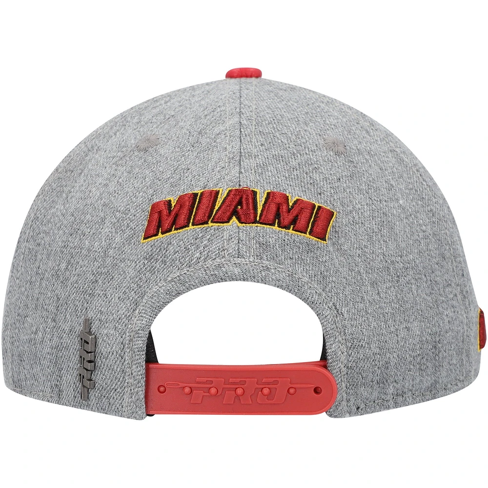 Men's Pro Standard Gray/Red Miami Heat Classic Logo Two-Tone Snapback Hat