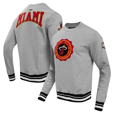 Sweat-shirt Pro Standard pour hommes, gris chiné, emblème Miami Heat Crest