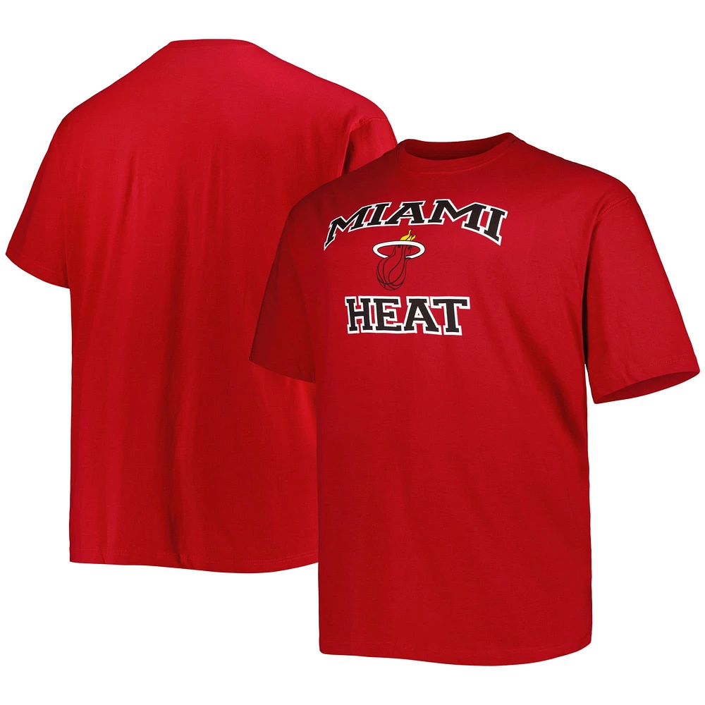 T-shirt rouge Miami Heat Big & Tall Heart Soul pour homme