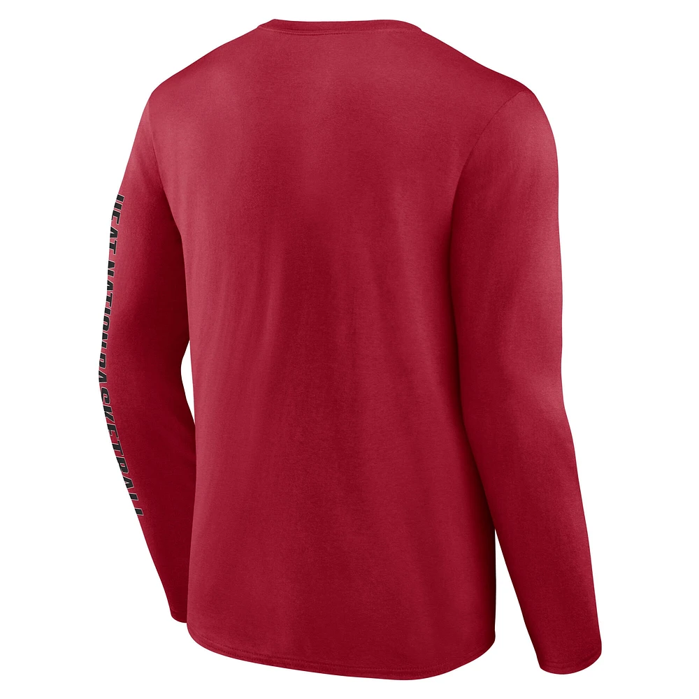 Men's Red Miami Heat Vision Long Sleeve T-Shirt