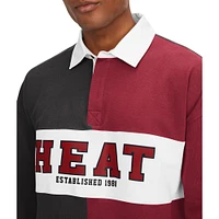 Tommy Jeans - T-shirt à manches longues Miami Heat Ronnie Rugby noir/rouge pour homme