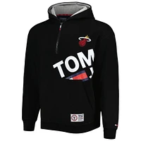 Men's Tommy Jeans Black Miami Heat Bernard Half-Zip Hoodie