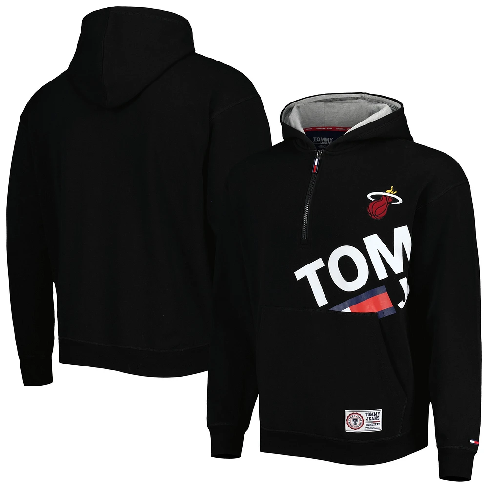 Tommy Jeans - Sweat à capuche demi-fermeture éclair Miami Heat Bernard pour homme, noir