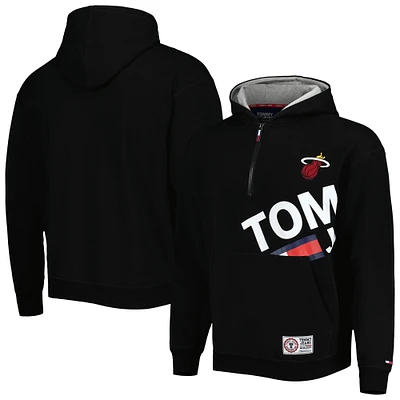 Men's Tommy Jeans Black Miami Heat Bernard Half-Zip Hoodie