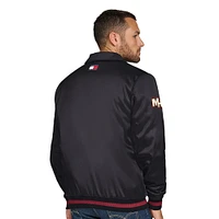 Men's Tommy Jeans Black Miami Heat Jacob Chain Stitch Applique Full-Snap Varsity Jacket