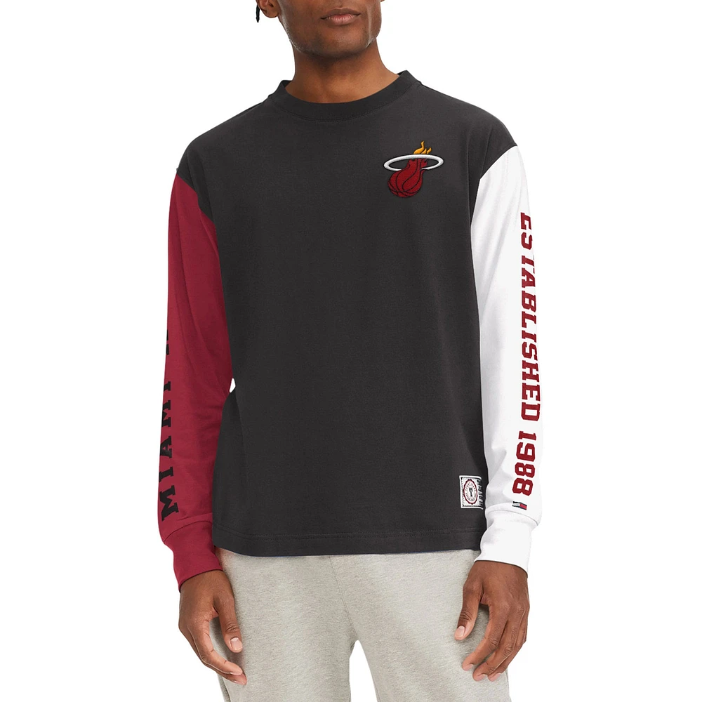 Tommy Jeans - T-shirt à manches longues Miami Heat Richie color block noir pour homme