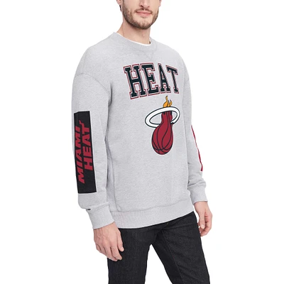 Men's Tommy Jeans Heather Gray Miami Heat Hayes Crew Neck Pullover Sweatshirt