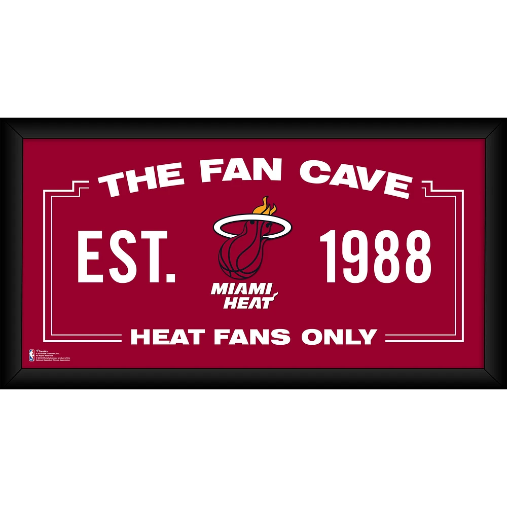 Miami Heat Framed 10" x 20" Fan Cave Collage