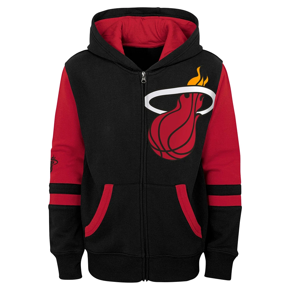 Sweat à capuche entièrement zippé noir Miami Heat Straight To The League pour enfants d'âge préscolaire