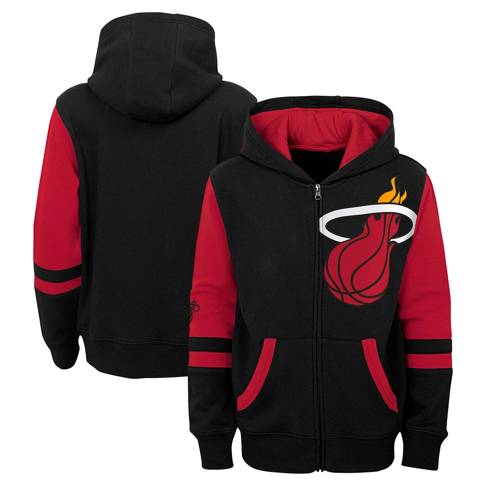 Sweat à capuche entièrement zippé noir Miami Heat Straight To The League pour enfants d'âge préscolaire