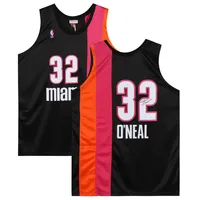 Men's Mitchell & Ness Shaquille O'Neal Pink/Black Miami Heat 2005/06 Hardwood Classics Fadeaway Swingman Player Jersey