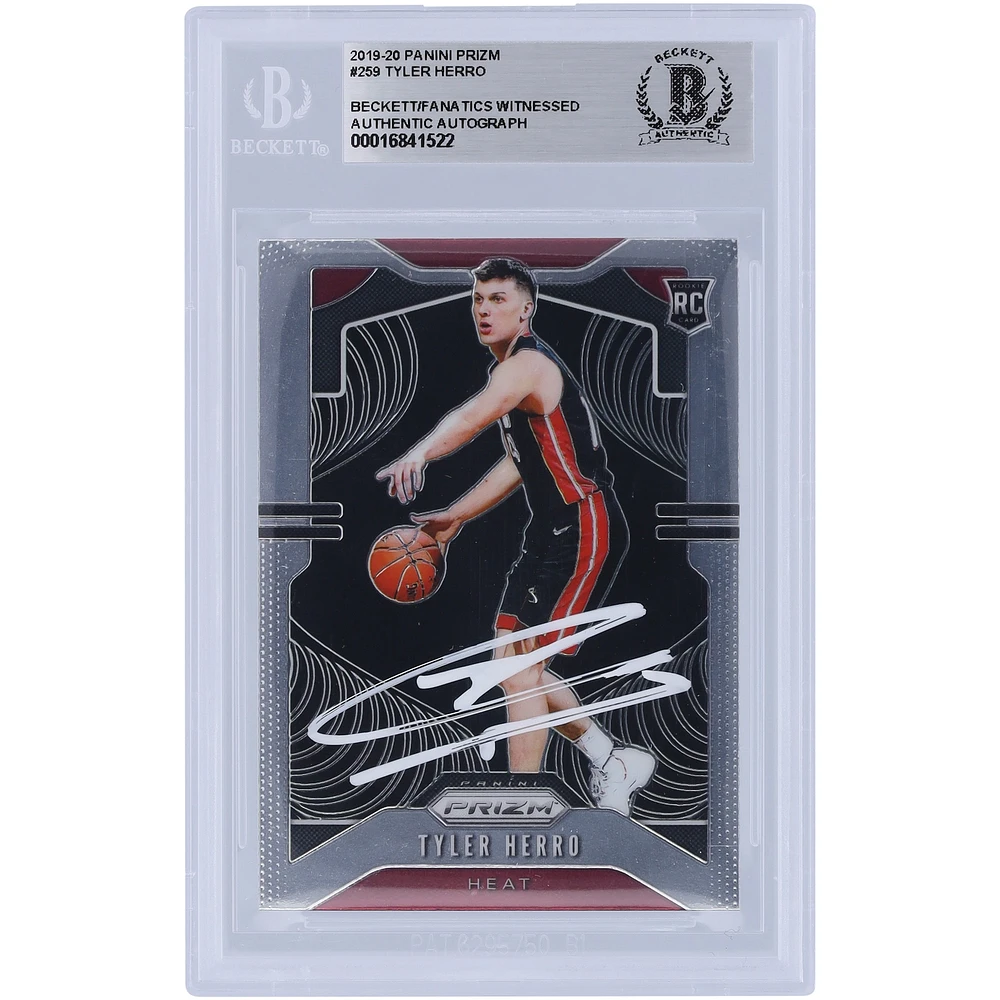Tyler Herro Miami Heat Autographed 2019-20 Panini Prizm White Paint #259 Beckett Fanatics Witnessed Authenticated Rookie Card 