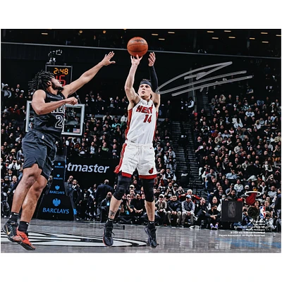 Tyler Herro Miami Heat Autographed 8" x 10" Shooting vs. Brooklyn Nets Photograph