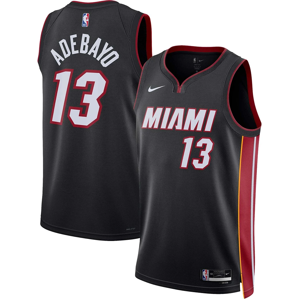 Maillot Nike Bam Adebayo Swingman unisexe noir Miami Heat - Édition Icon