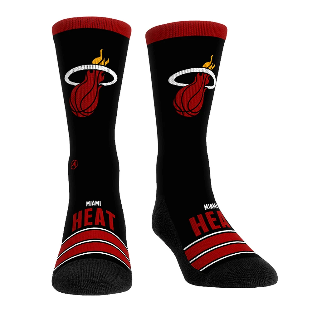 Chaussettes unisexes Rock Em mi-mollet à rayures Gametime des Miami Heat