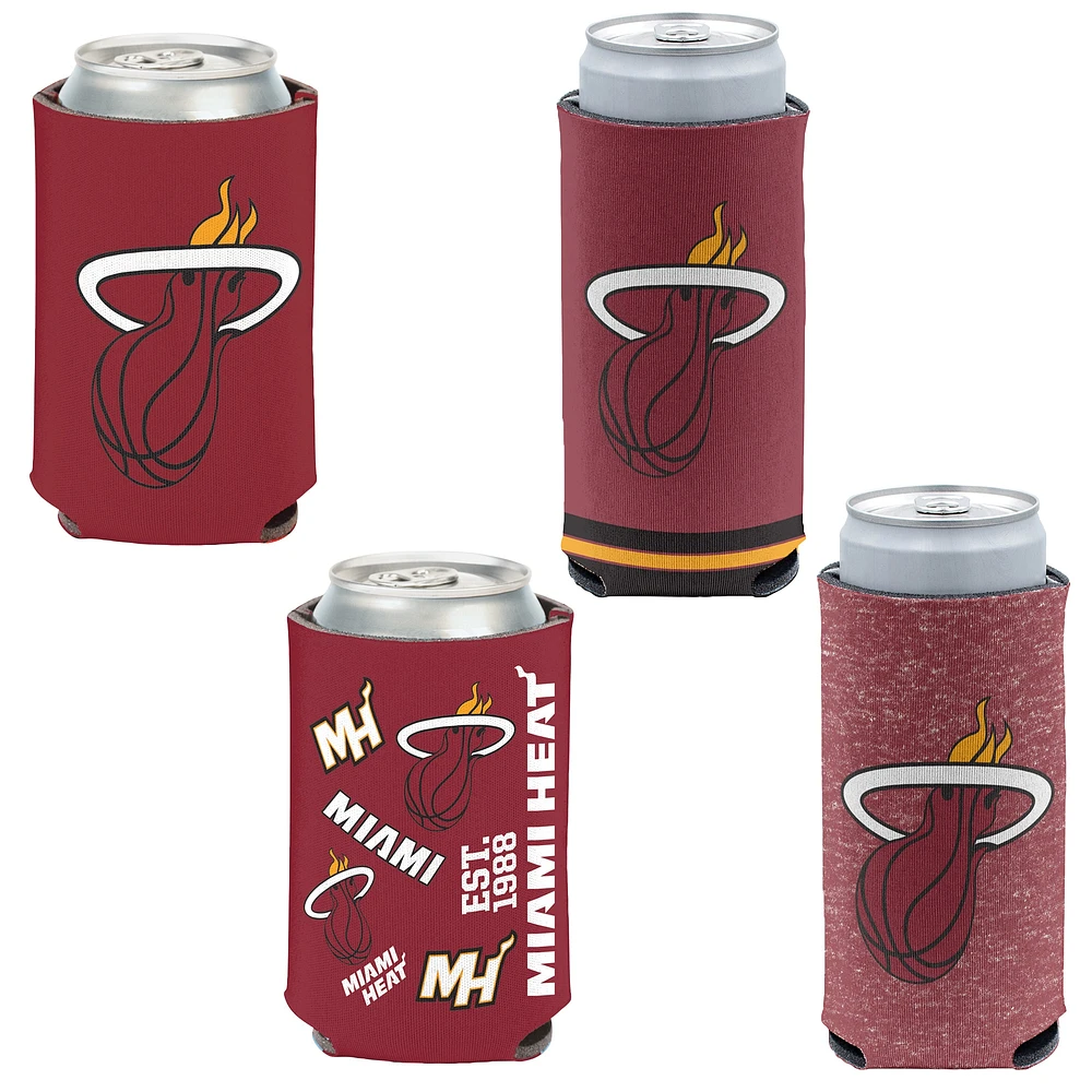 Ensemble refroidisseur de canettes et de canettes minces WinCraft Miami Heat, 4 pièces, 12 oz