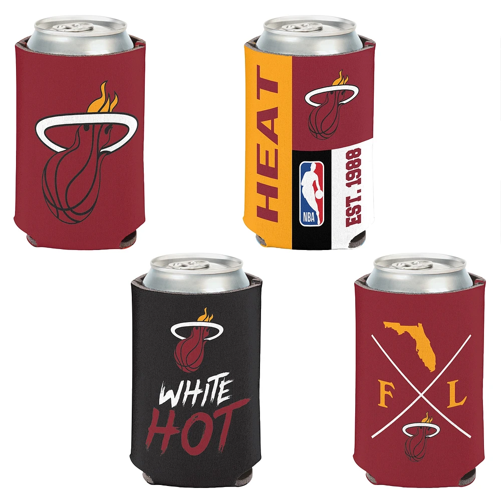 Ensemble de 4 refroidisseurs de canettes WinCraft Miami Heat de 12 oz