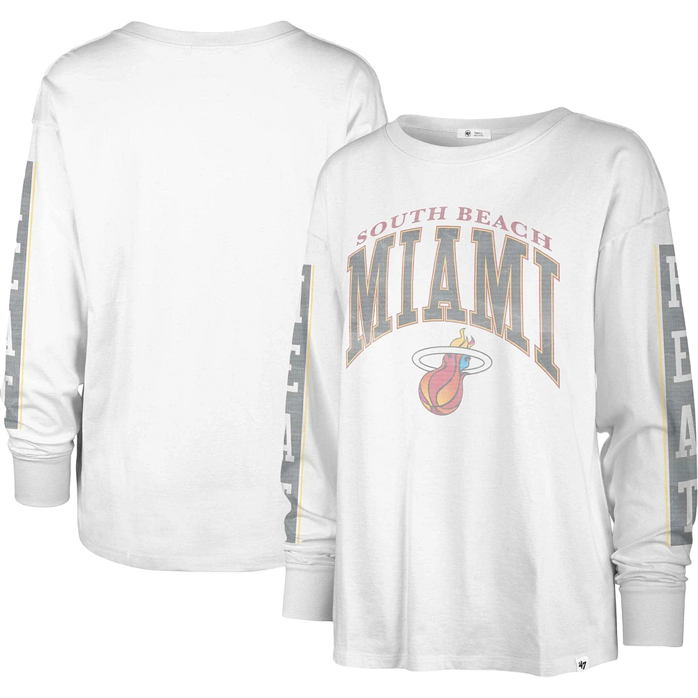 T-shirt à manches longues SOA '47 pour femme, édition Miami Heat City, blanc